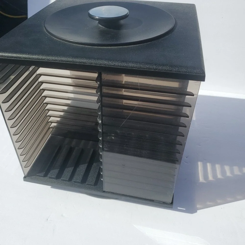 CD Carousel Rack Tower Storage‎ Holder Plastic Round Black Vintage Retro - Picture 4 of 9